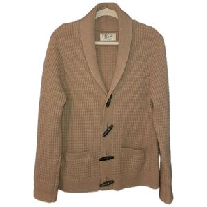 Original Penguin Tan Shawl Collar Cardigan With Toggle Buttons Grandpa Academia